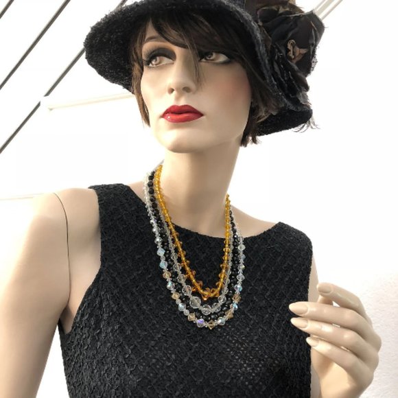 Upcycled Vintage Four-Strand Necklace, Mixed Beads, Czech Glass - Picture 5 of 7